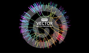 Colored abstract lines vector background illustration, artificial intelligence and big data, information concept template